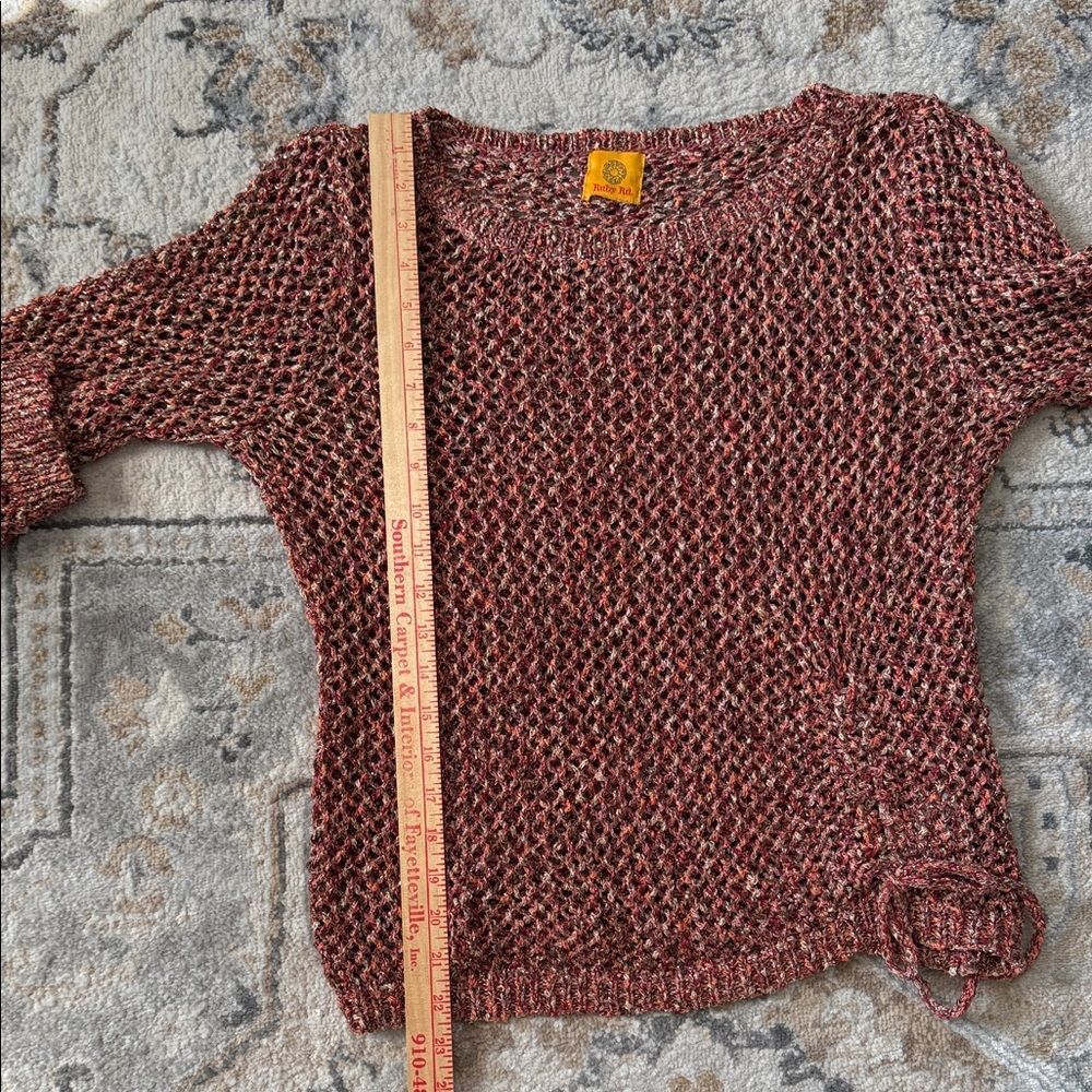 Ruby Rd. Red Multi Color Open Knit Top with Draws… - image 10